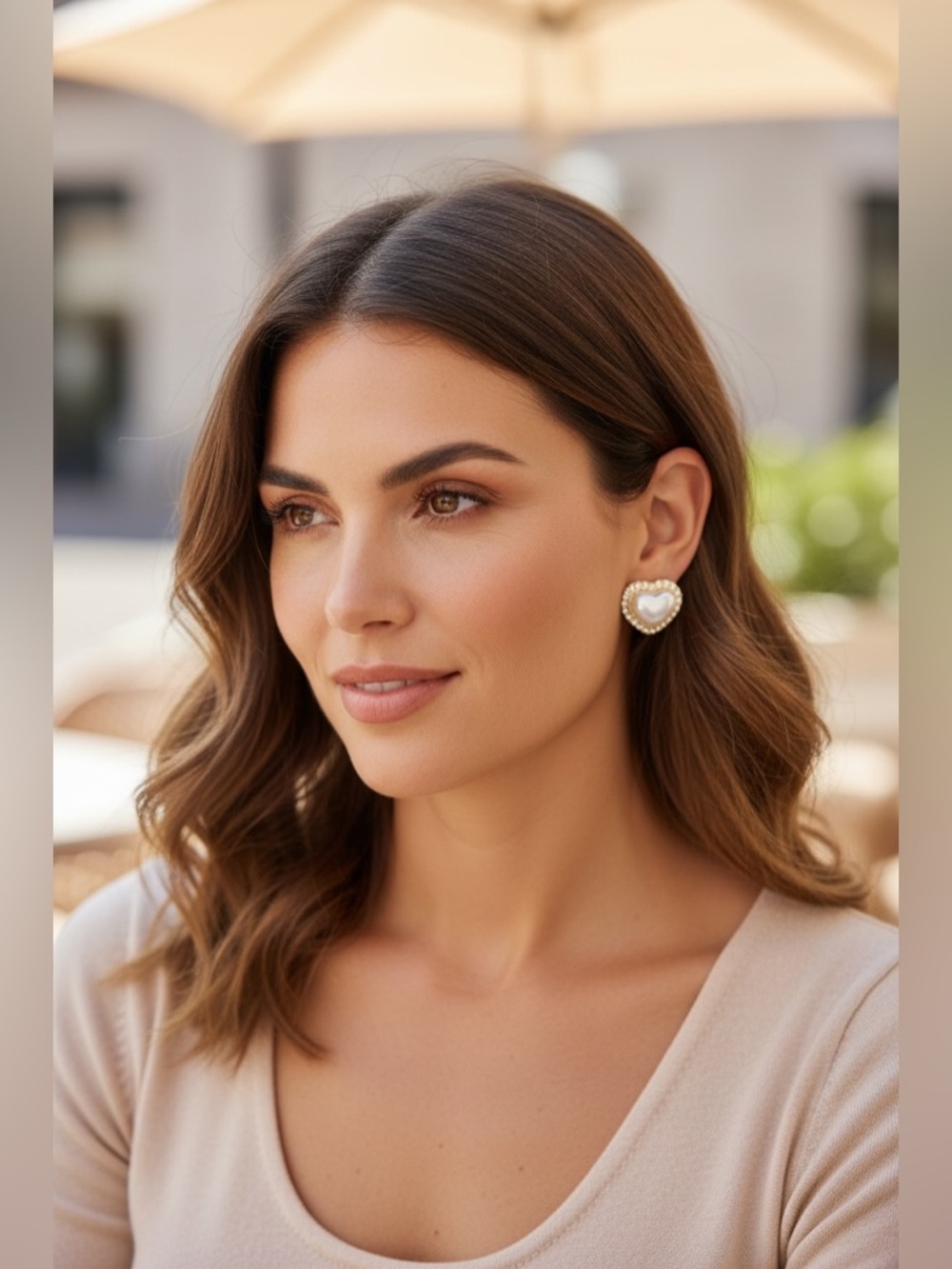 $5 for $25 Heart Pearl Stud Earrings - Gold and Pearl